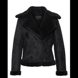 Suede and Sherpa Moto Jacket